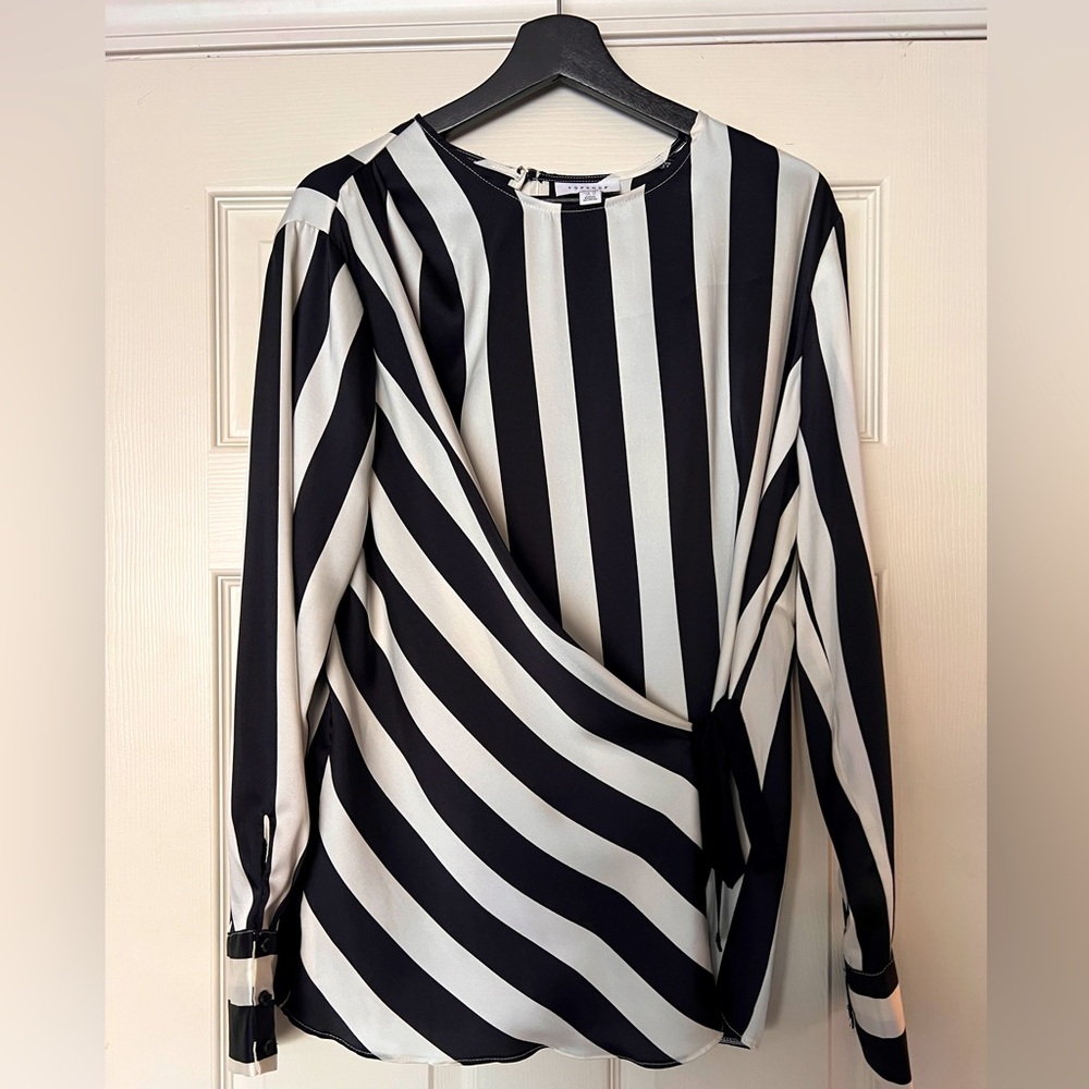 Topshop Wrap Striped Blouse